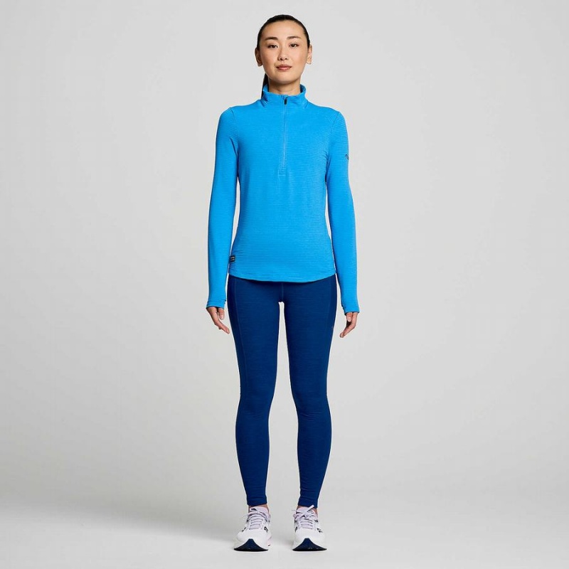 Women's Saucony Triumph 3D 1/2 Zip Tops Blue | SG S70659-Y25