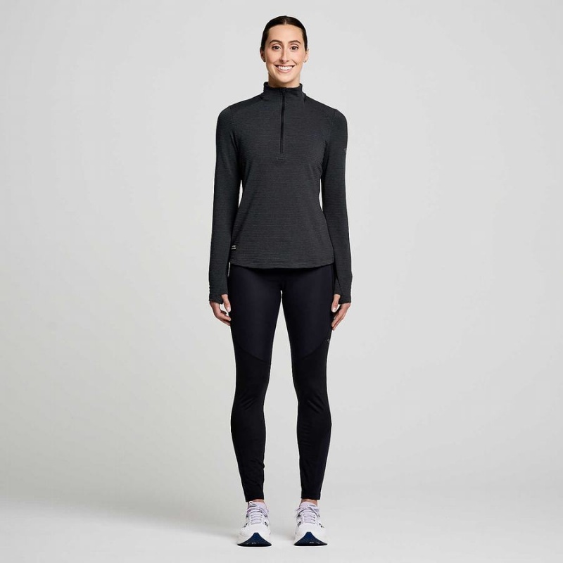 Women's Saucony Triumph 3D 1/2 Zip Tops Black | SG S71964-P63