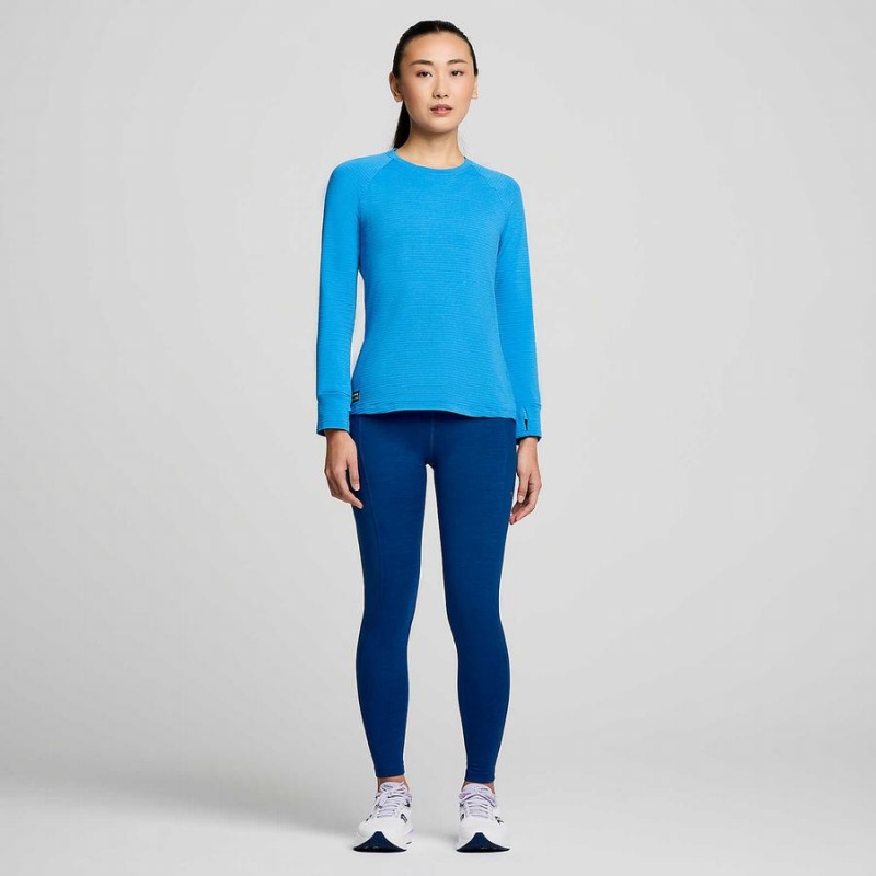 Women's Saucony Triumph 3D Crew T Shirts Blue | SG S56820-J46