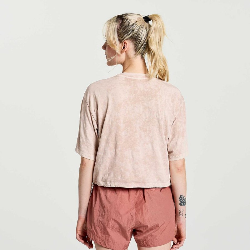 Women's Saucony Unwind Crop Short Sleeve T Shirts Rose | SG S15384-K87