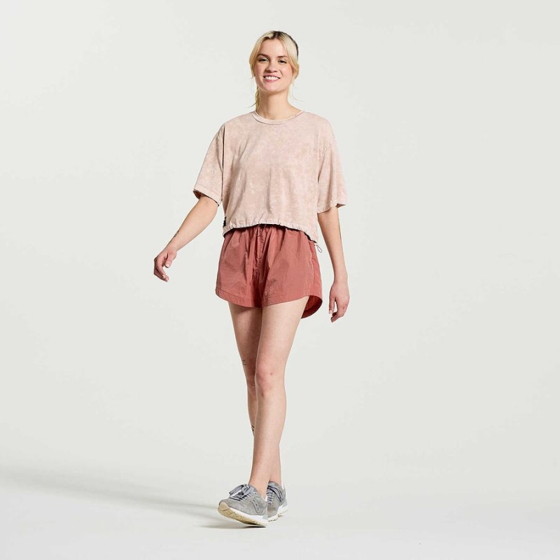 Women's Saucony Unwind Crop Short Sleeve T Shirts Rose | SG S15384-K87