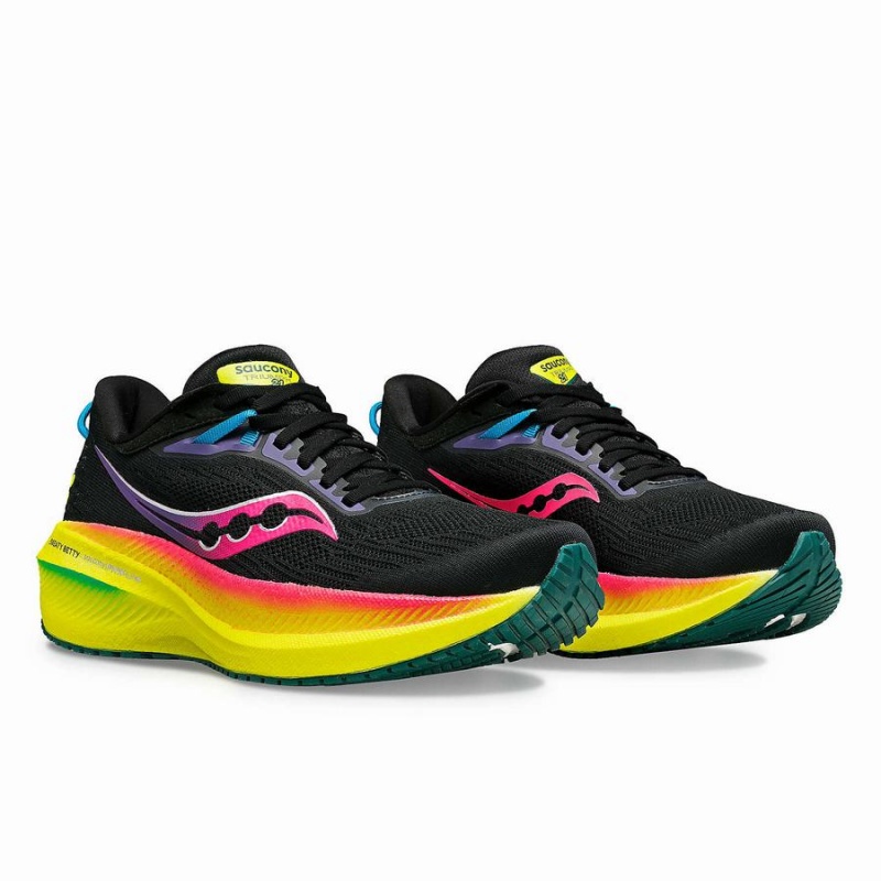 Women's Saucony X Sweaty Betty Triumph 21 Running Shoes Black / Pink | SG S50412-Q65